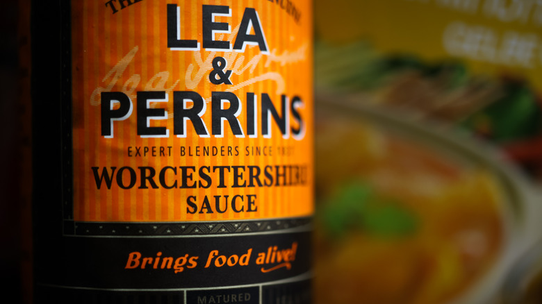 Lea and Perrins orange label bottle