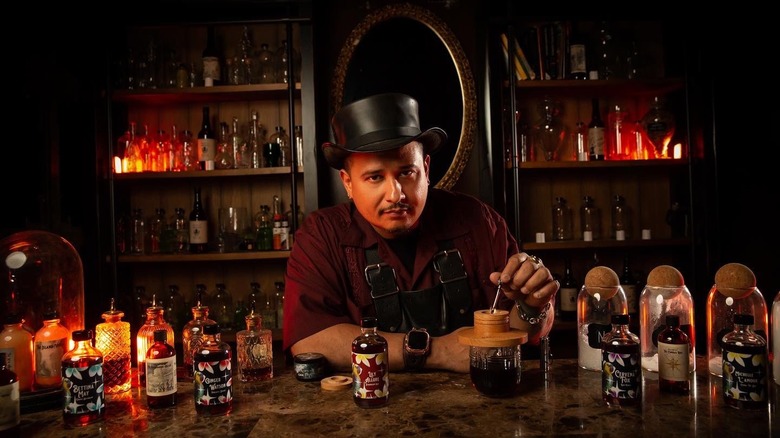 bartender mixing Lost Spirits drinks