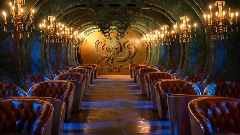 chairs lining tasting room hallway