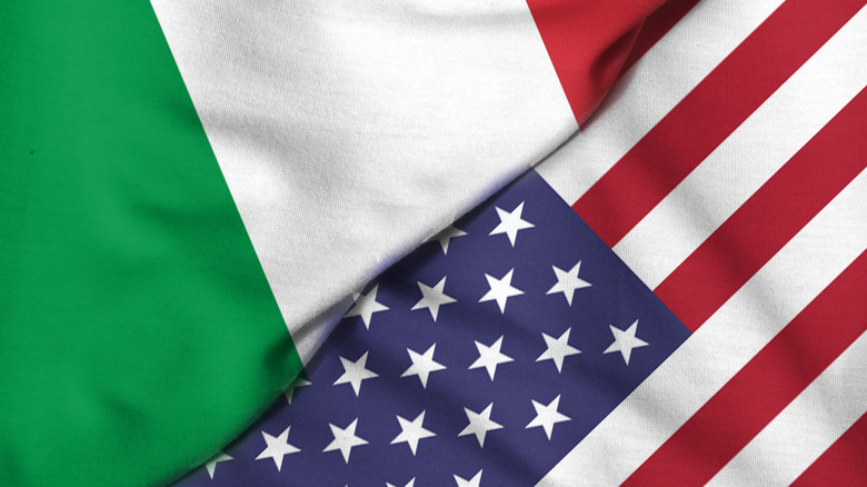 Italian and American flags side by side