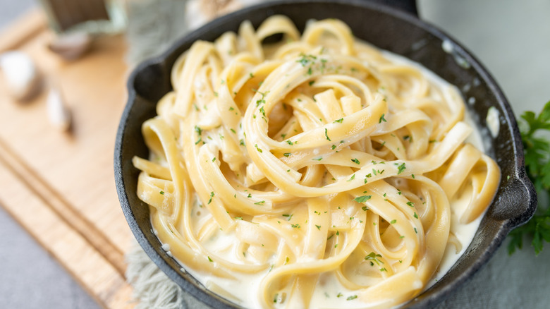 Bowl of fettuccine alfredo