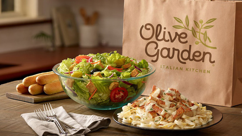 Olive Garden food and takeout bag