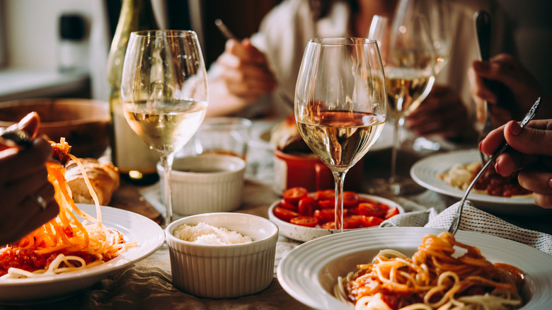 white wine served with pasta dishes