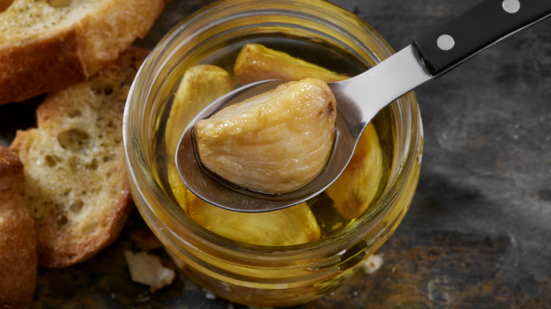 Garlic confit in jar