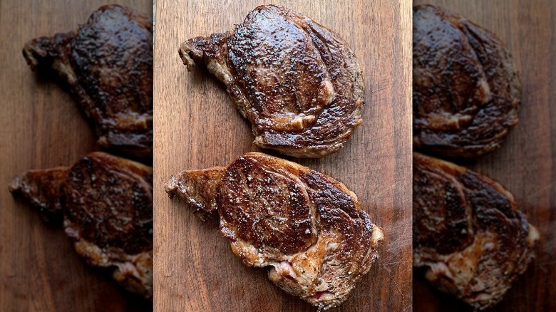 ree drummond's steaks on cutting board