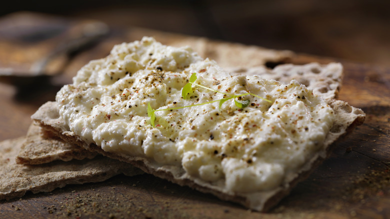 Ricotta on rye cracker