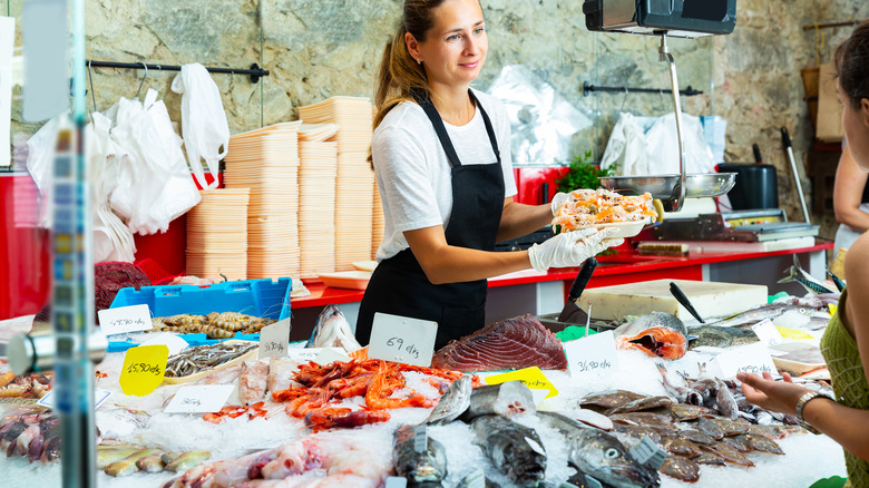 shopping at a fishmonger