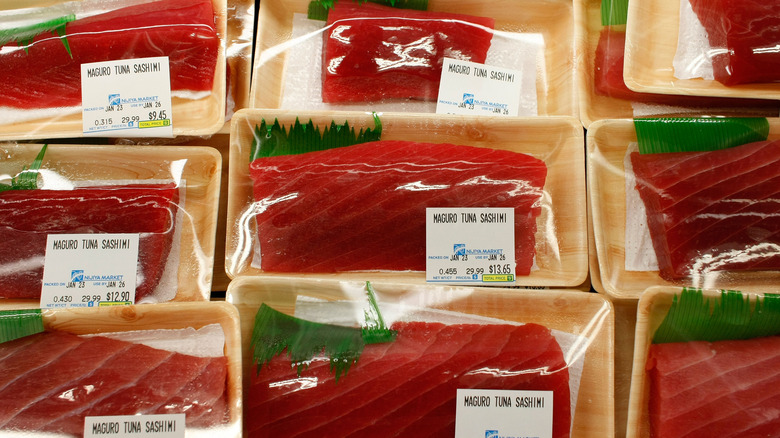 packages of sashimi-grade bluefin tuna