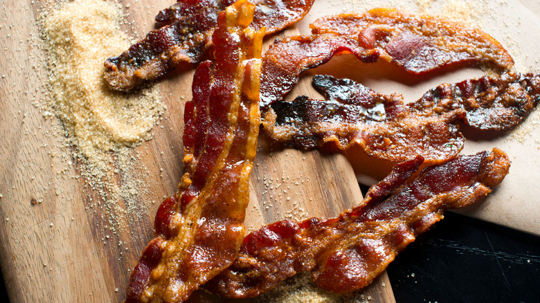 Maple glazed bacon with sugar