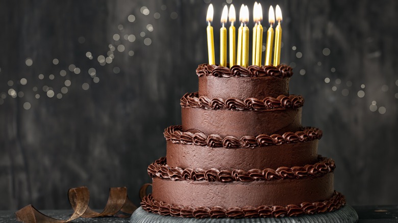 Chocolate layer cake with chocolate frosting