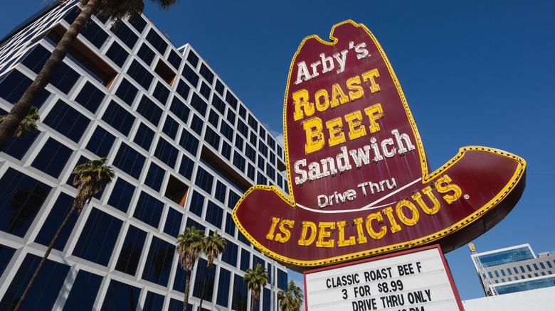 Arby's sign advertising roast beef