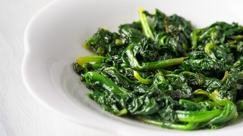 steamed spinach on a plate