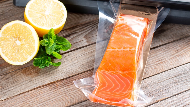 Vacuum sealed salmon filet