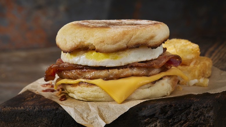 Egg patty on a breakfast sandwich