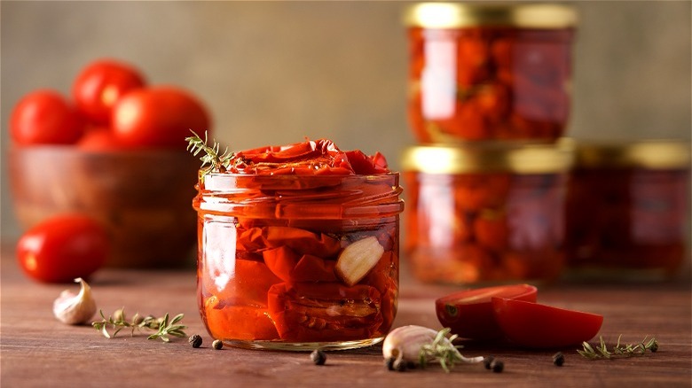 Sun-dried tomatoes in jar 