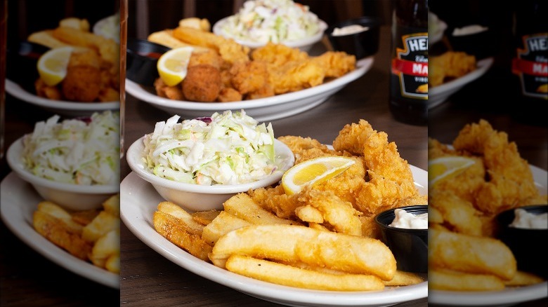 fish fries and coleslaw