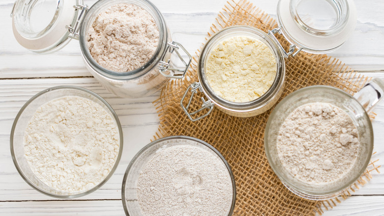 Jars of various flours