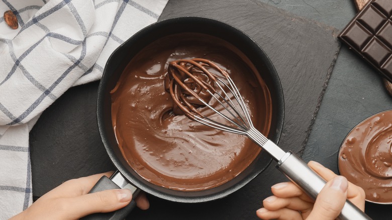 Hand whisking chocolate