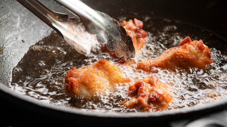 fried chicken in cast iron