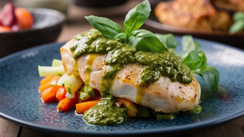 Pesto on chicken