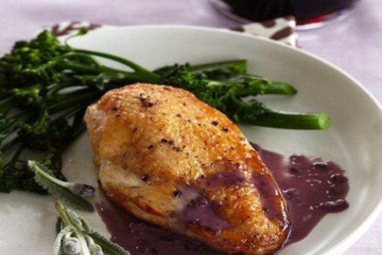 Skillet-Roasted Chicken Breasts With Lavender and Red Wine-Butter Sauce 