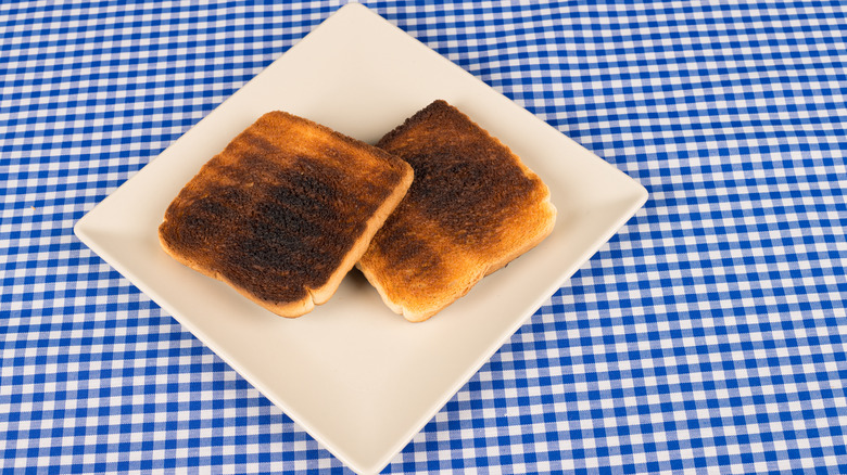 Plate of burnt toast