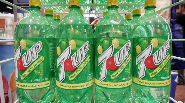 7Up bottles on shelf