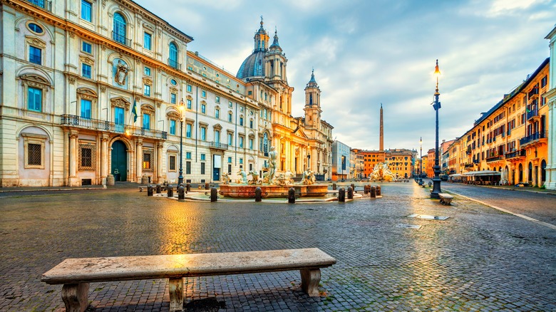 street and bench in Rome