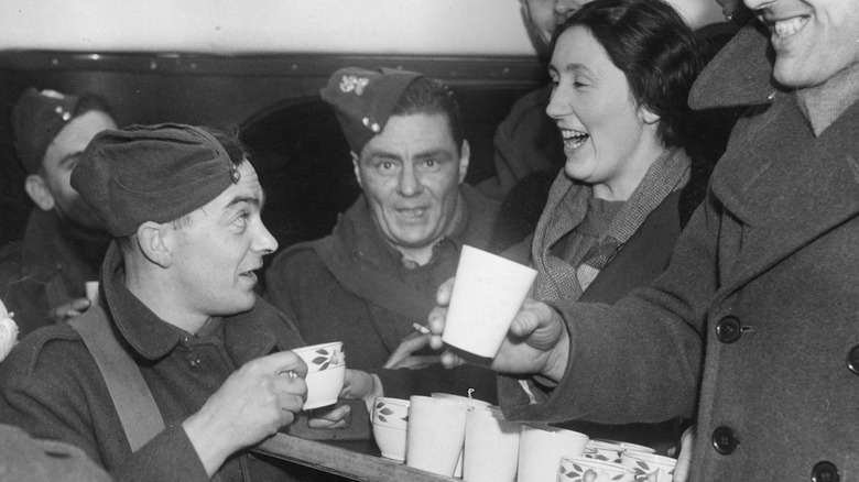 soldiers drinking coffee