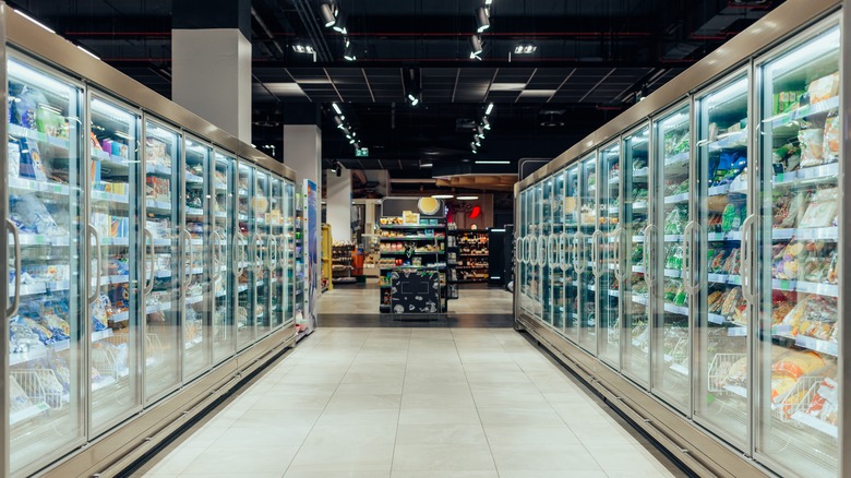 Grocery store freezer aisle