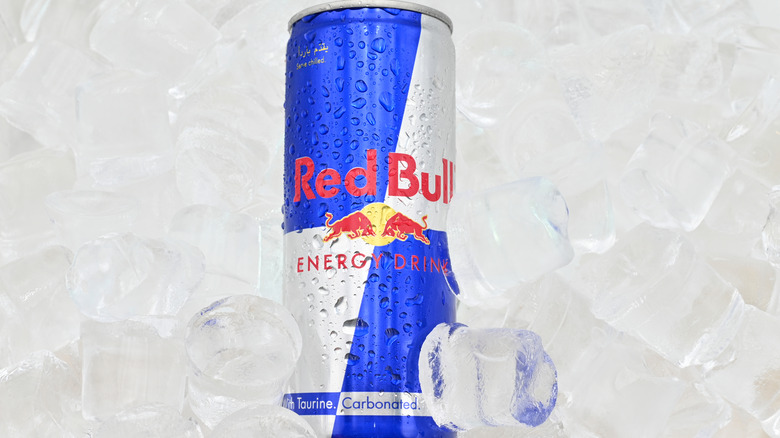 red bull can on ice