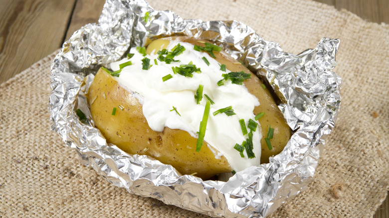 Baked potato in tinfoil 