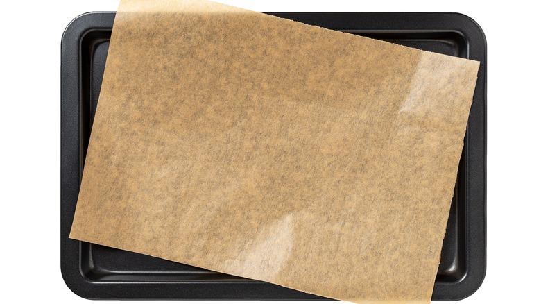 Parchment paper on a baking pan