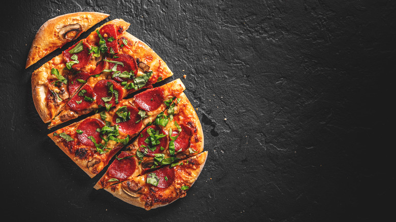 Flatbread pizza on parchment paper