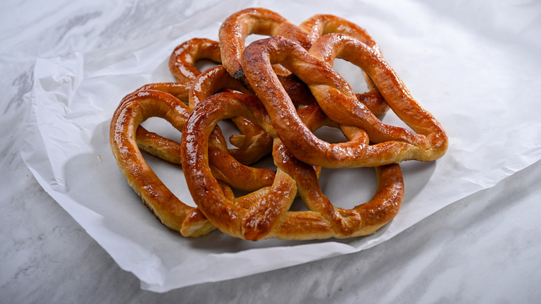 Pretzels on white background