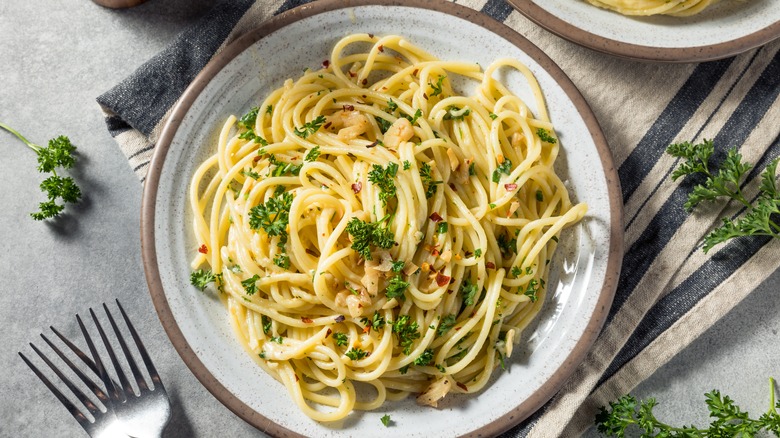 Spaghetti on a plate