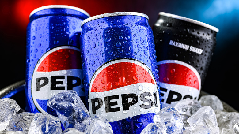 Cans of Pepsi on ice