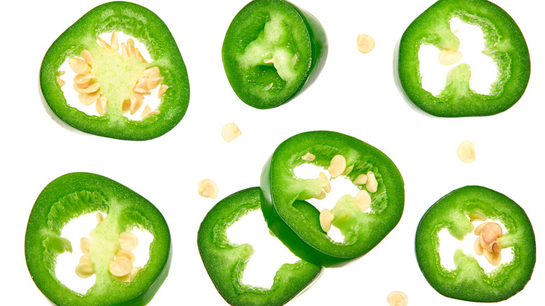 Sliced green peppers