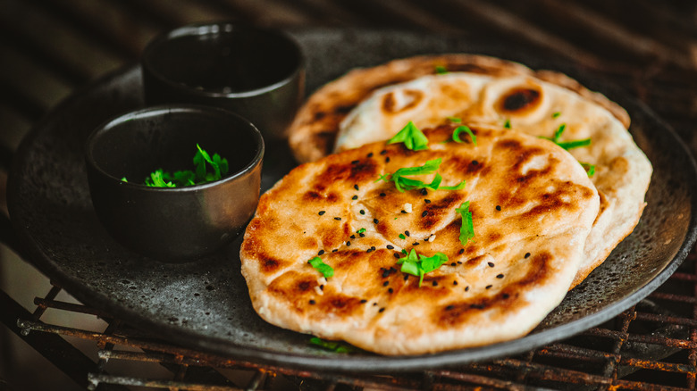 Naan bread on a plate