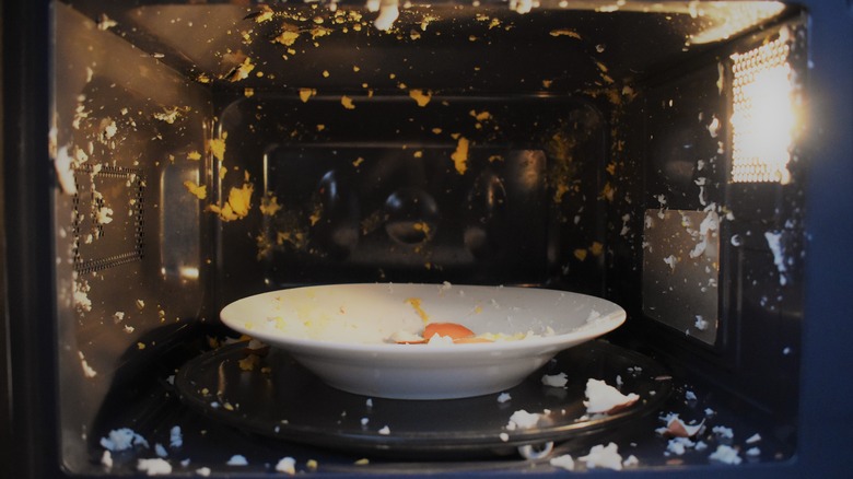 Exploded egg in the microwave