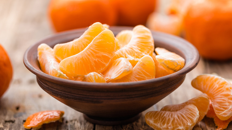 Bowl of peeled oranges