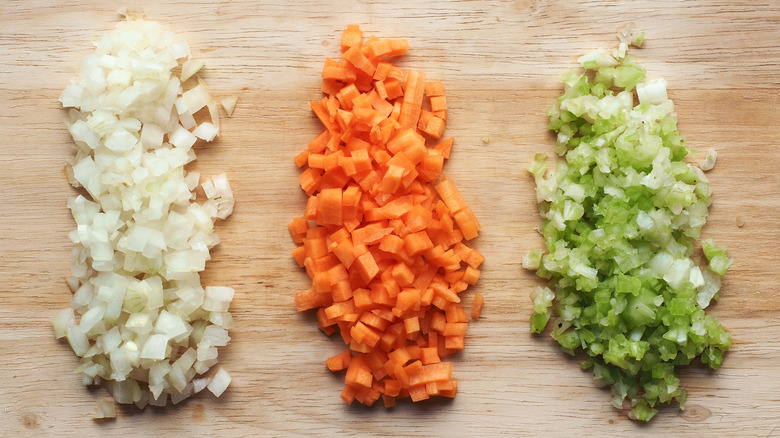 Diced onion, carrot, and celery