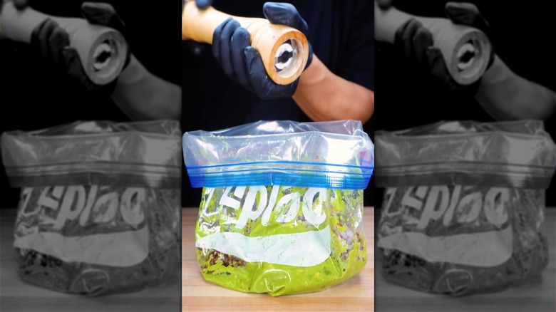 Making guacamole in a Ziploc bag