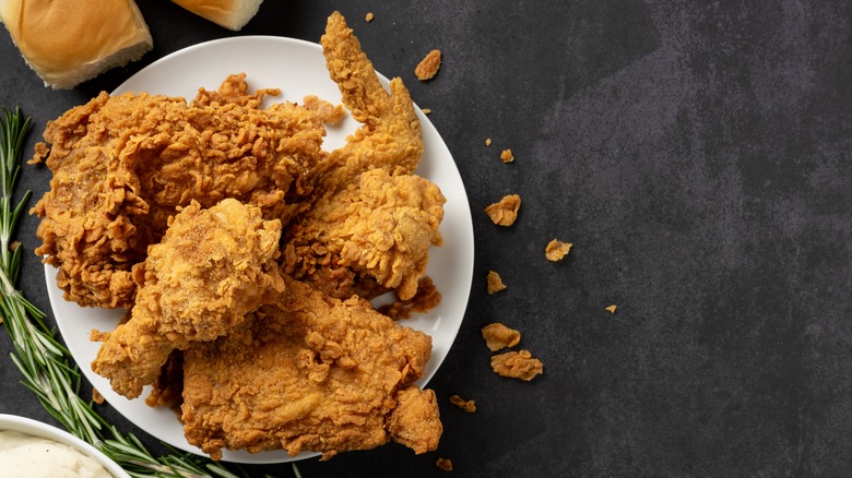 A plate of crispy fried chicken