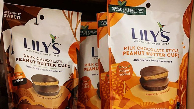 bags of Lily's peanut butter cups