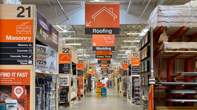 The interior of Home Depot