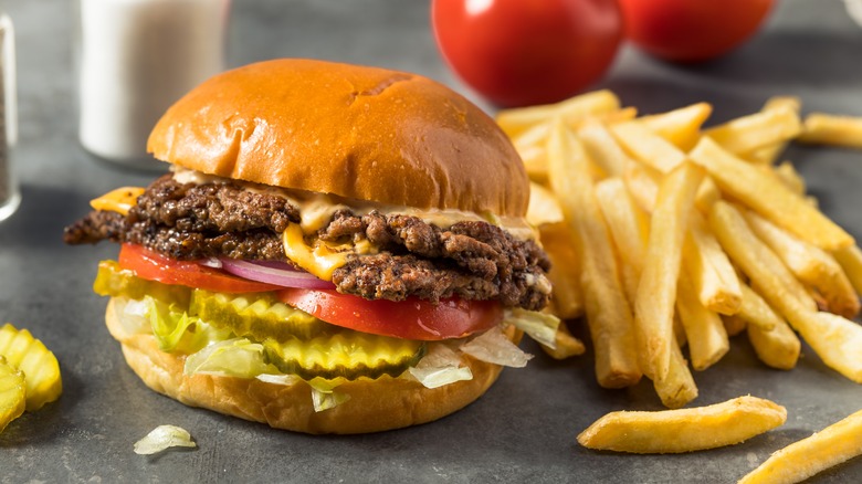 Smash burger with fries