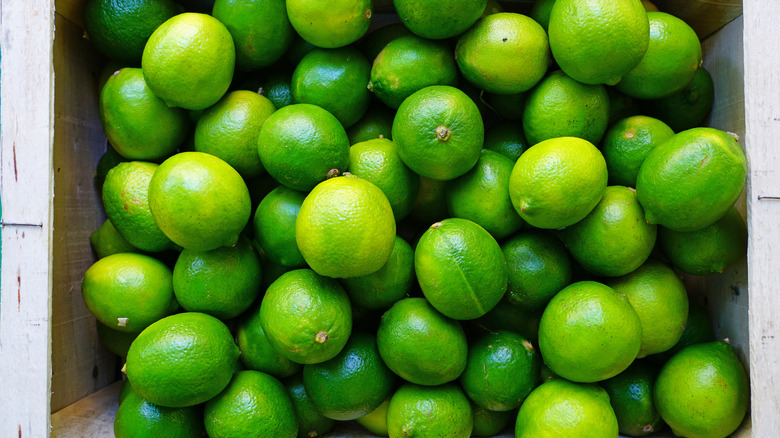 Crate of fresh limes