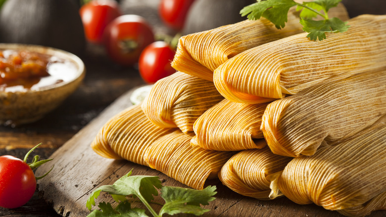 stack of tamales