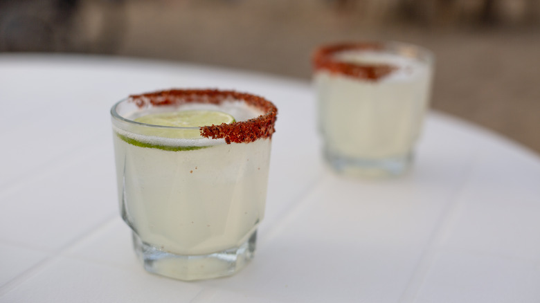 Mezcal margarita with salt rim